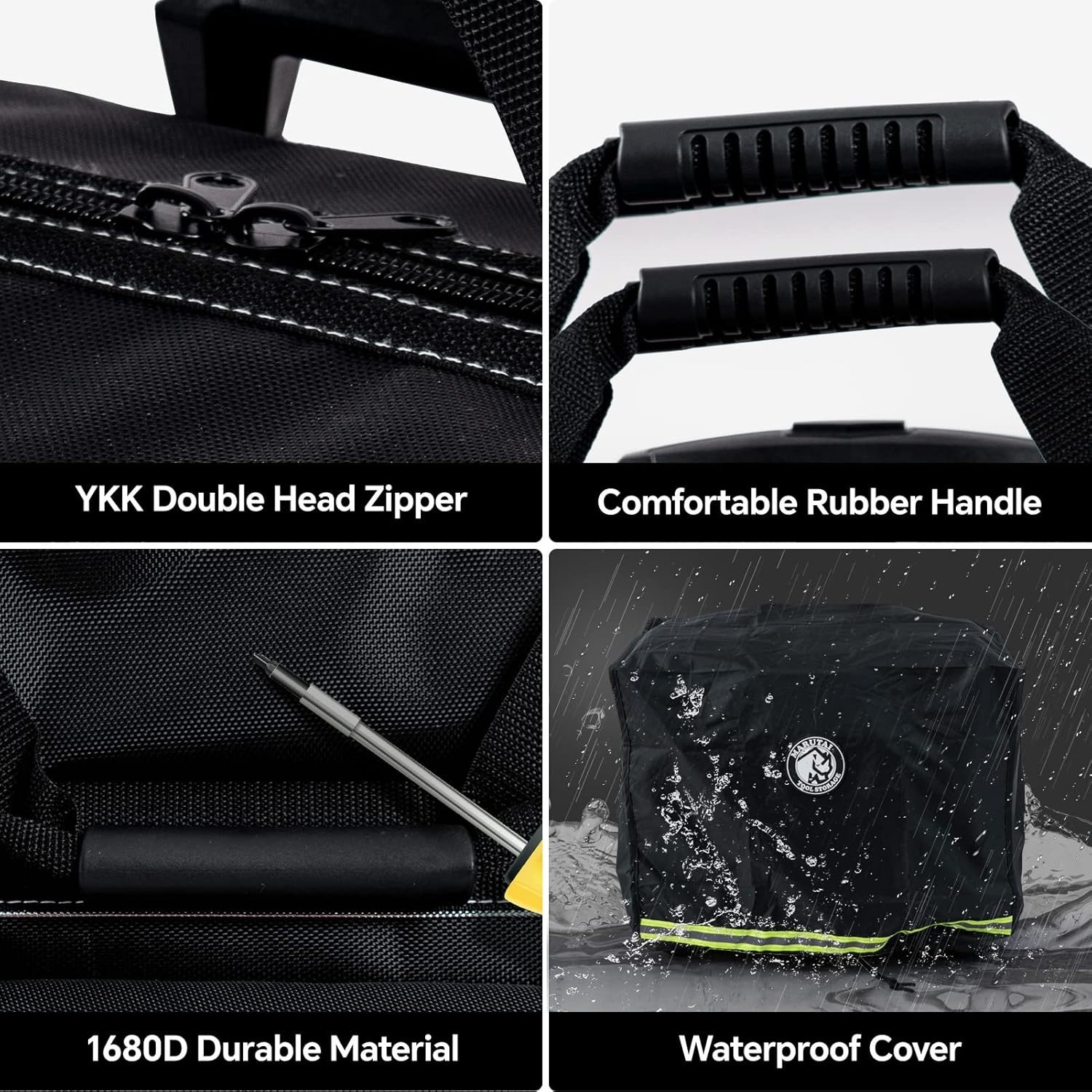 18» Rolling Tool Bag, Waterproof Tool Bag with Wheels, Portable Storage Organiz