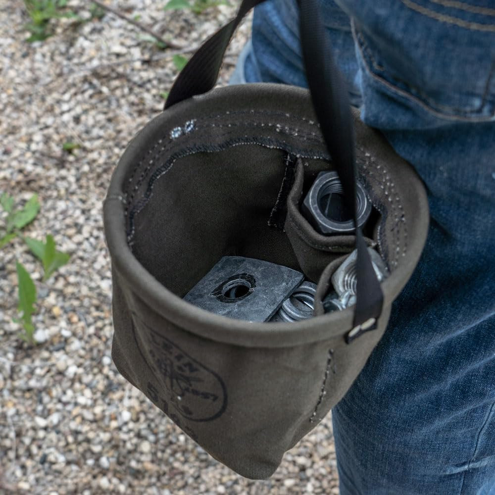 Klein Tools 5143 Canvas Tapered-Bottom Bag with Two Interior Pockets and a Snap