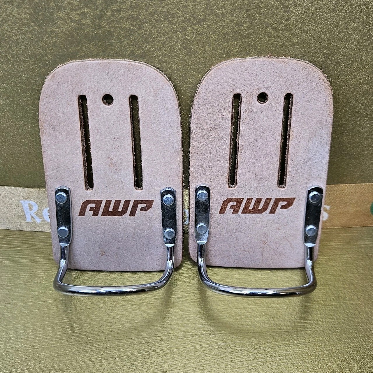 AWP 1L-739-2 Saddle Leather Hammer Belt Holder Construction Work Set of 2 New