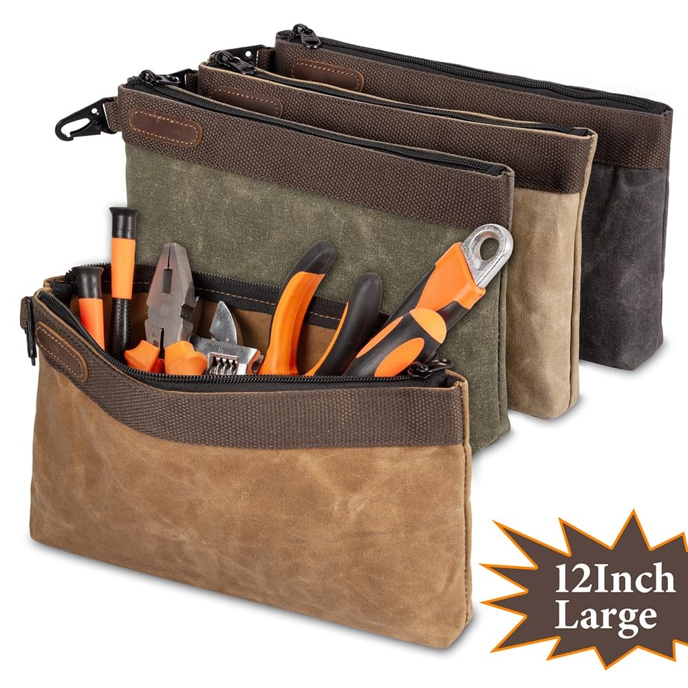 Hamks Waxed Canvas Tool 12 inches, Multi-color (Green, Khaki, Gray,Brown )
