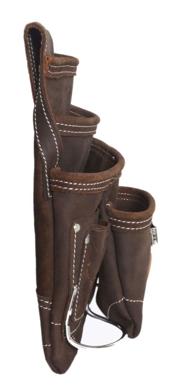 20148 10 Pocket Top Grain Leather Tool Bag Oil Tan Carpenter Framer Bag
