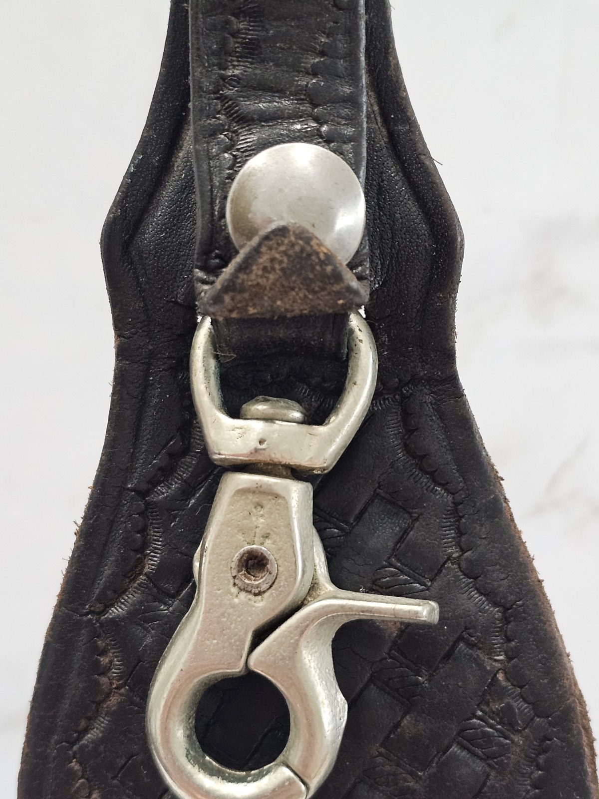 Vintage Tool Holster Leather Metal Hook Button For Belt Holster Pattern Key Ring