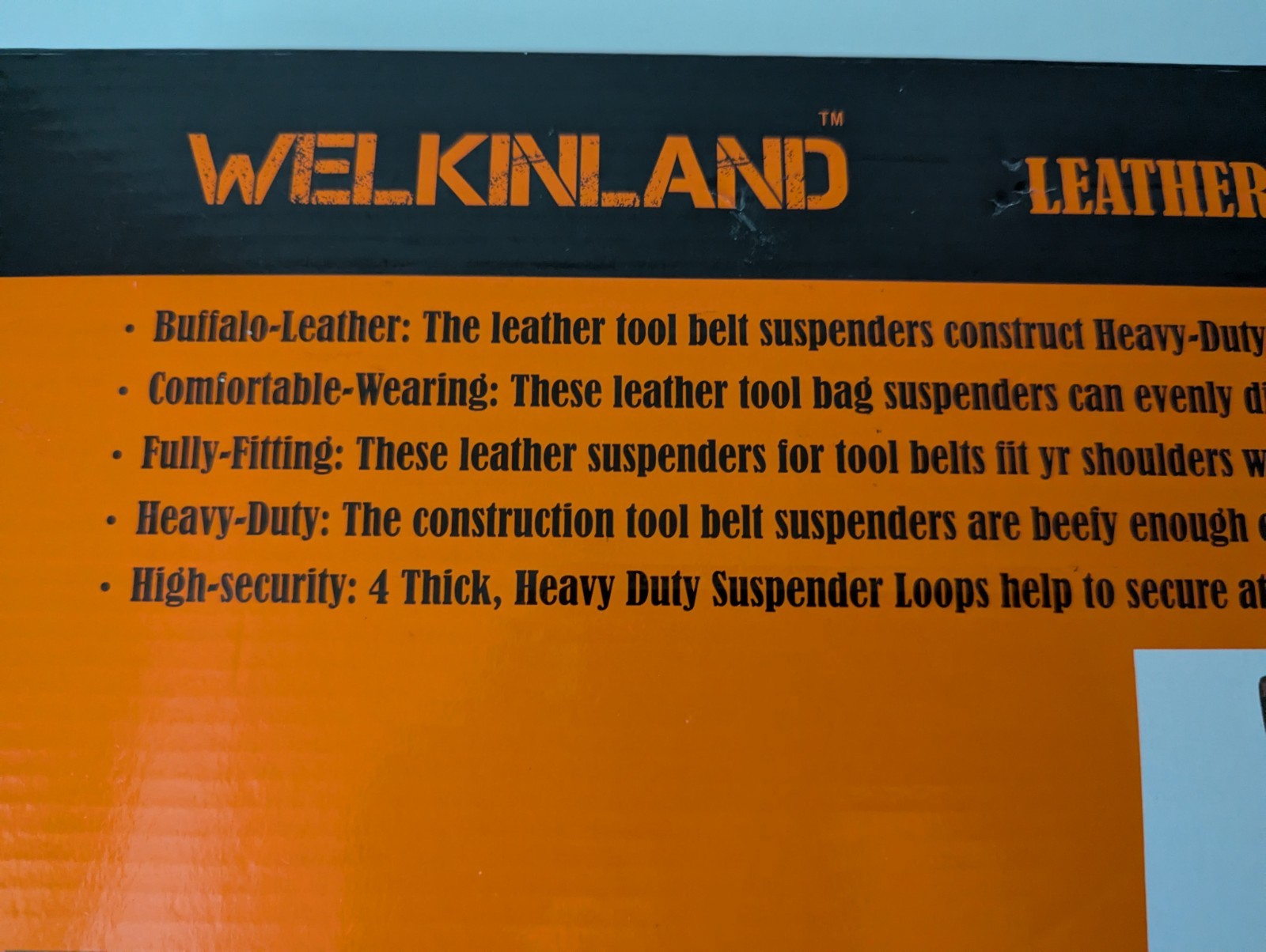 WELKINLAND Heavy-Duty Leather Tool Belt Suspenders, Carpenter Tool Belt