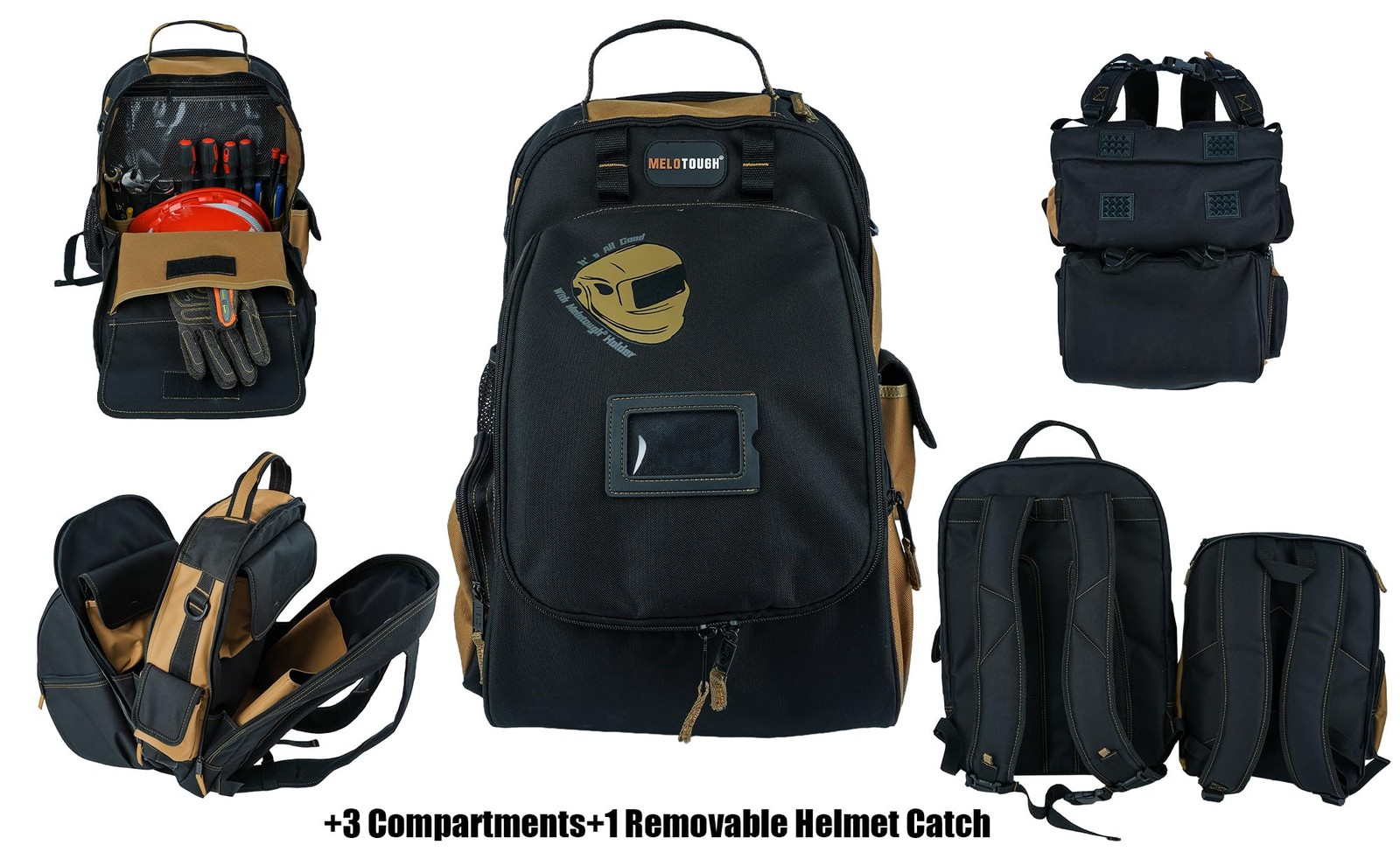 Melotough Electricians Tool Bag Backpack Welding Helmet Bag Heavy Duty Tool Bag