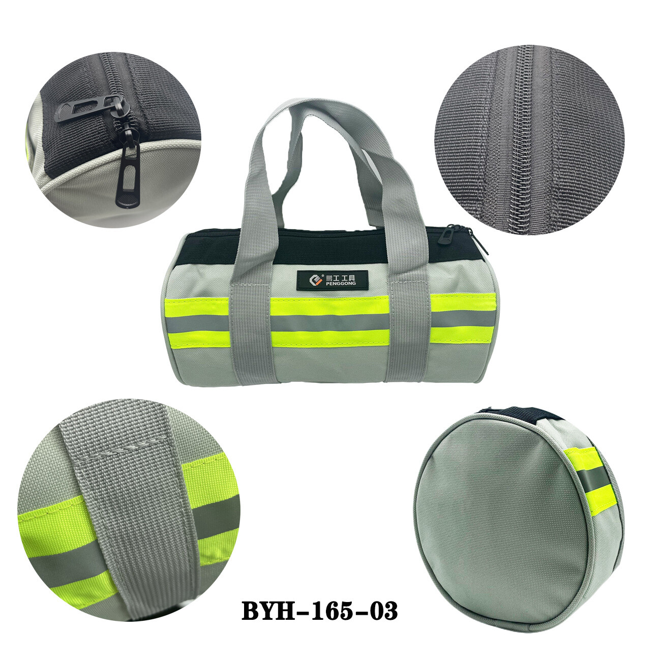 Heavy Duty Professional Tool Bag with Metal Zippers Wide Mouth Multi-Purpose Pro