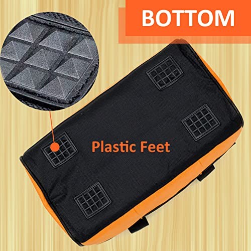 13″ Waterproof Orange Tool Bag with 18 Pockets – Wide Mouth Organizer