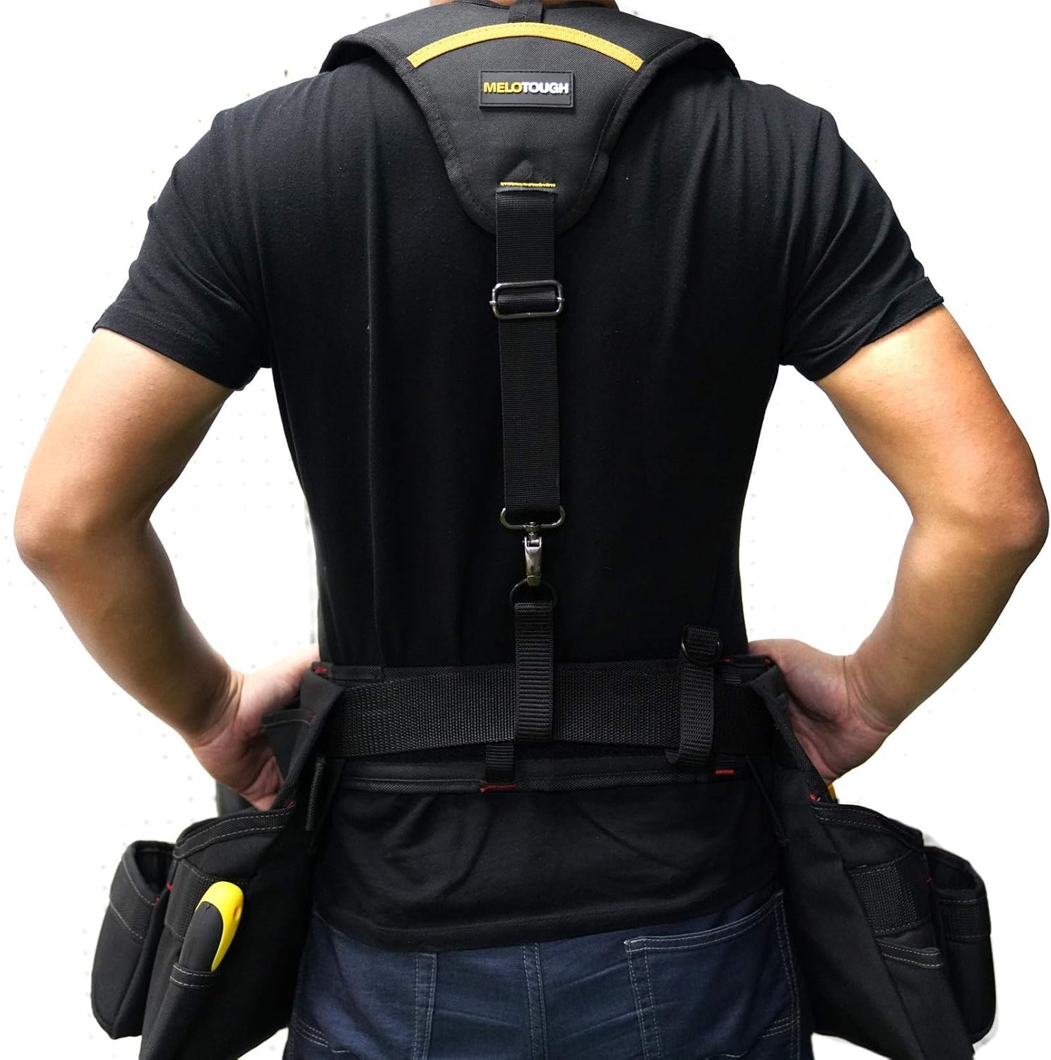 Adjustable 3-Point Support Tool Belt Suspenders with Breathable Foam for Comfort