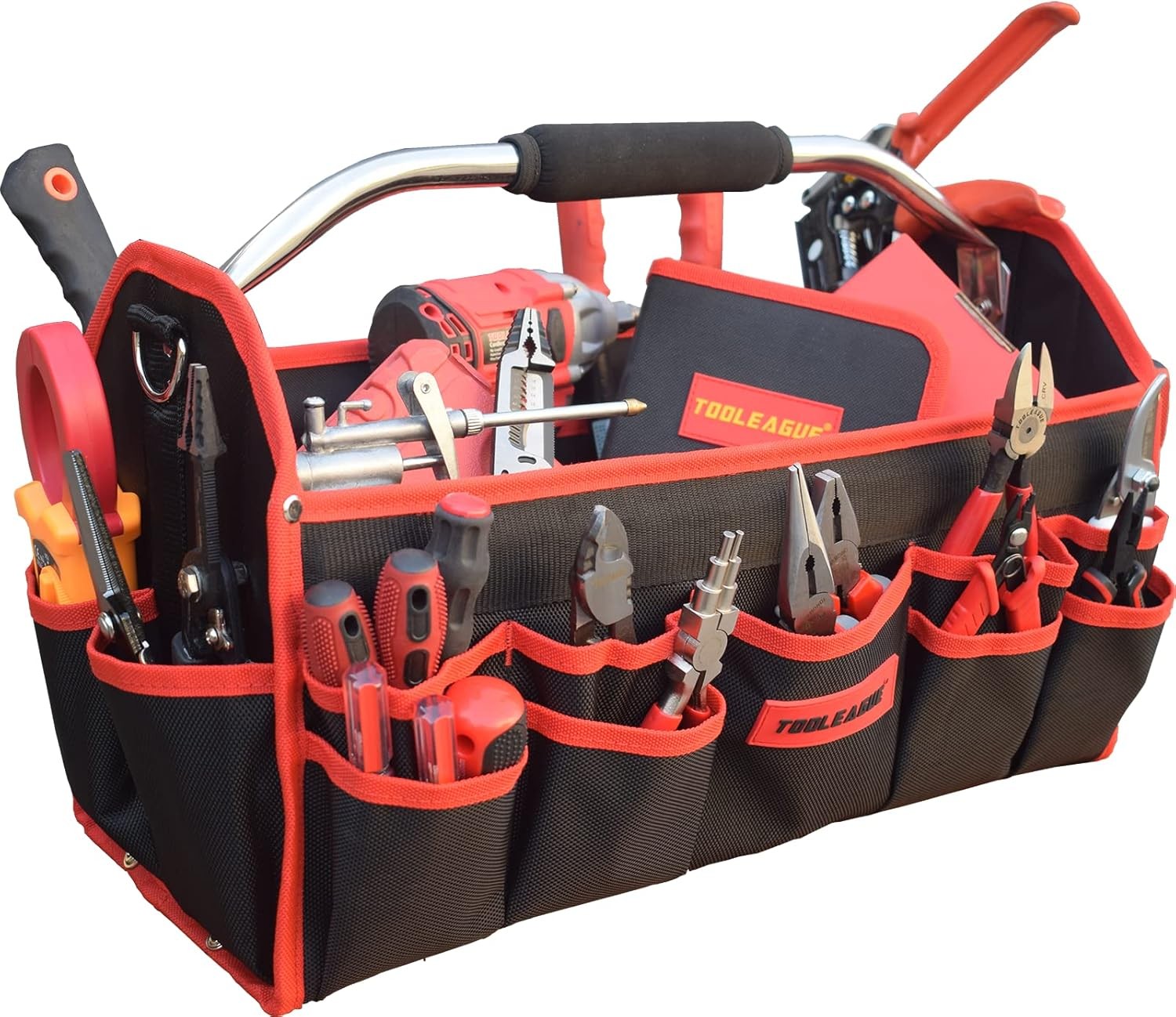 19 Inches Heavy Duty Tool Bag 25 Pockets,1680D Fabric Tool Bags