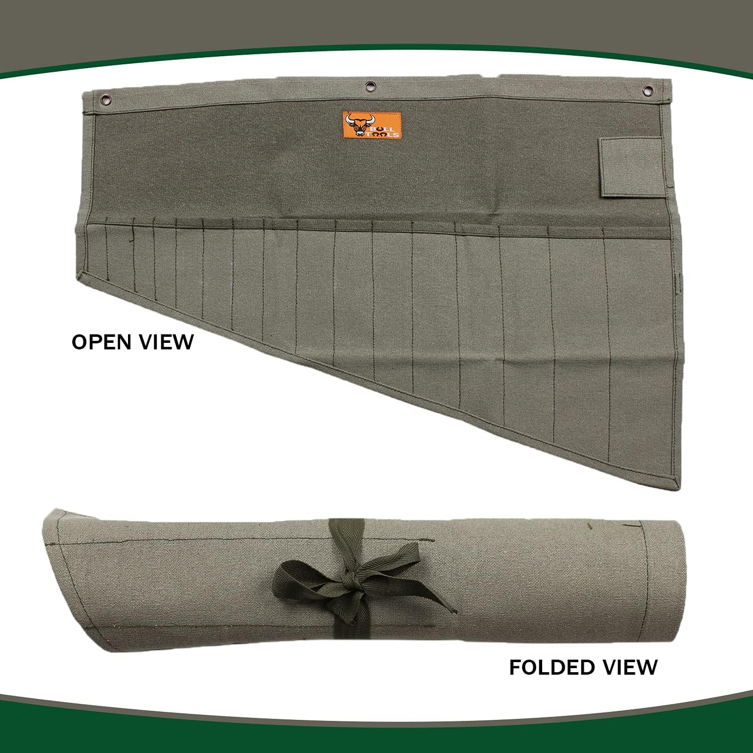 Roll up Tool Bag Organizer 16 Pockets Metric & SAE Wrench Organizer Heavy Duty C