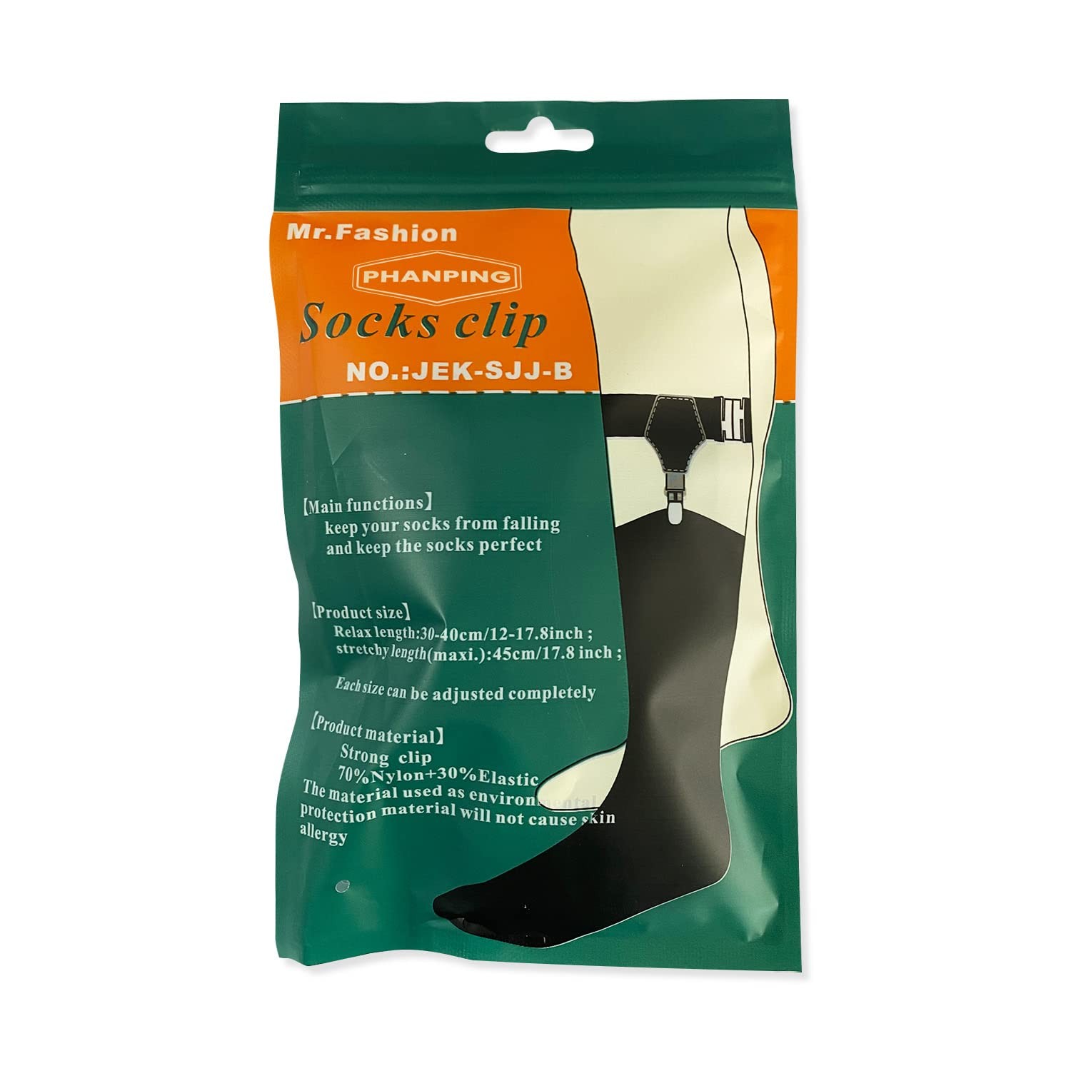 Mens Sock Garters Belt Adjustable 2-pack Sturdy Clip One pair, Black Pair