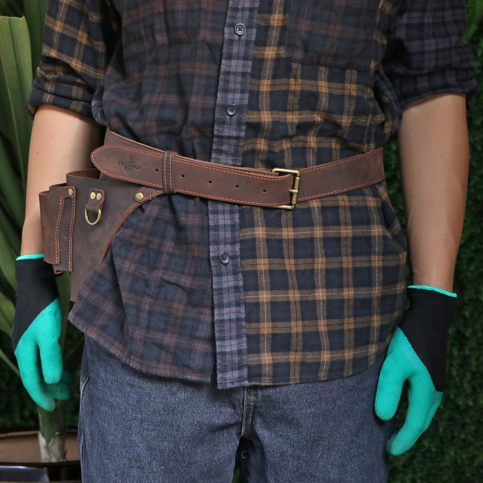 TOURBON Leather Garden Tools Carrier Belt Pouch Holster Workshop Florists Farmer