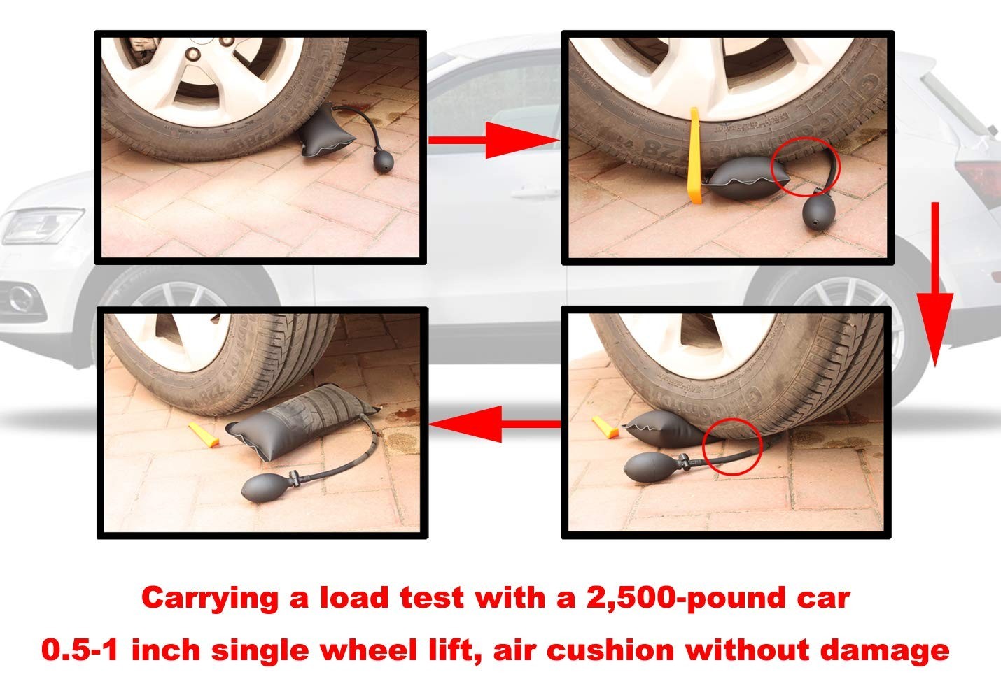 3-Piece Air Wedge Bag Pump Leveling Kit – Inflatable Shim Tool, 300 LB Capacity