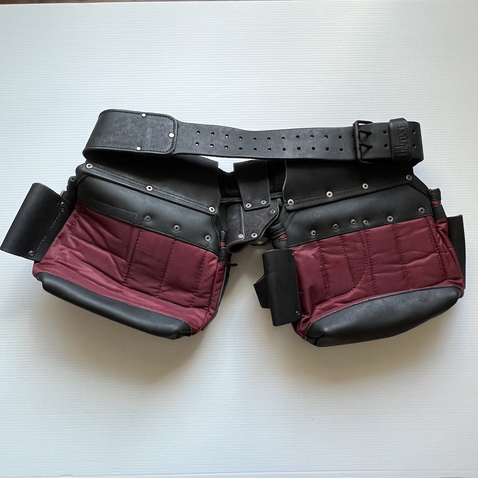 NEW Trutech Heavy Duty Leather & Nylon Tool Belt, Maroon & Black , TT-1650-R
