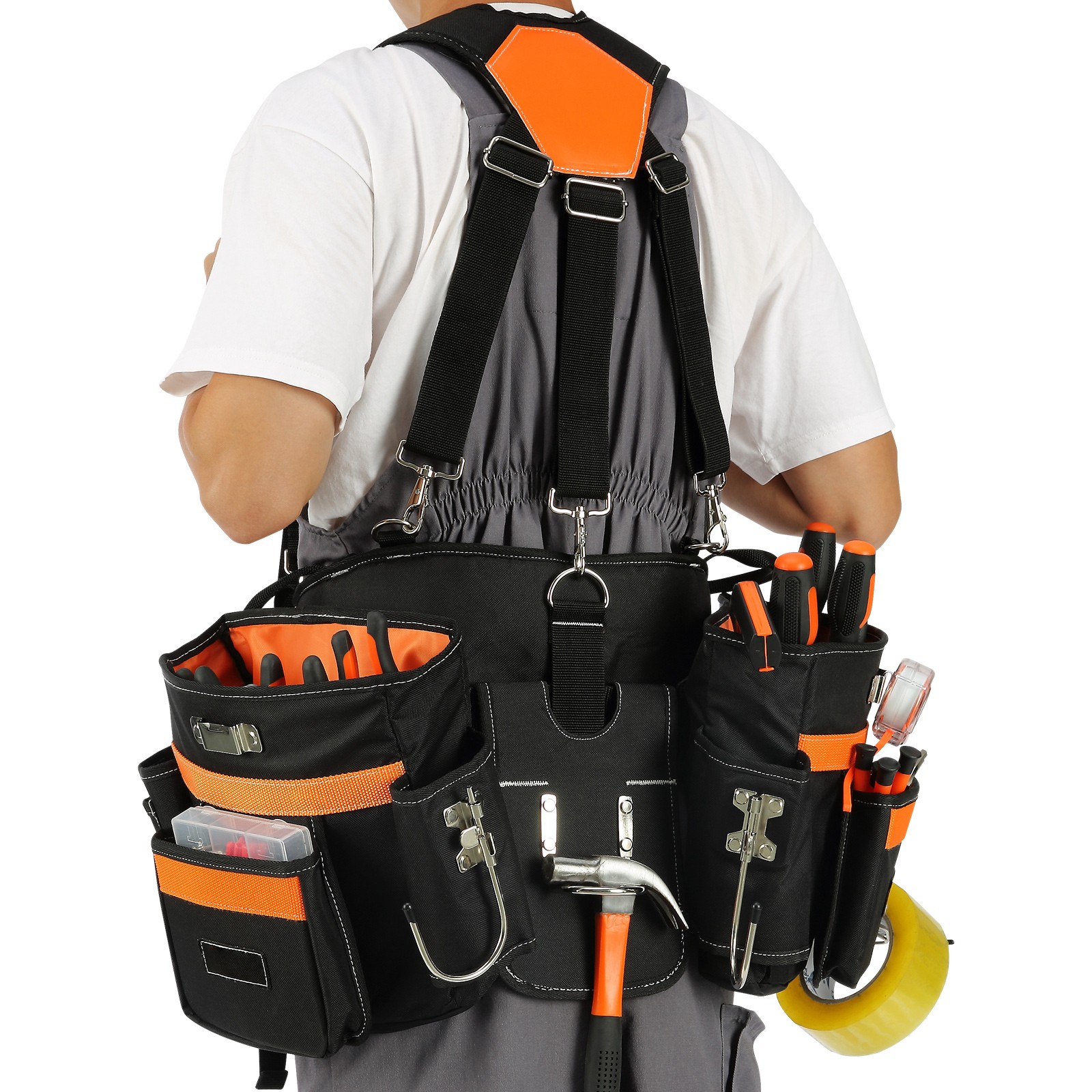 Uimoso Tool Belt with Suspenders Adjustable Carpenter Tool Pouch 600D Polyester