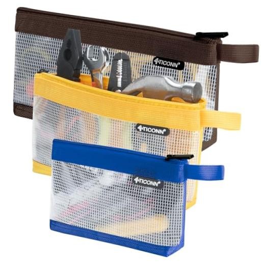 Tool Pouch, 1680D Oxford Small Tool Bag, Tool Pouches with Clear, 3 Pack Combo