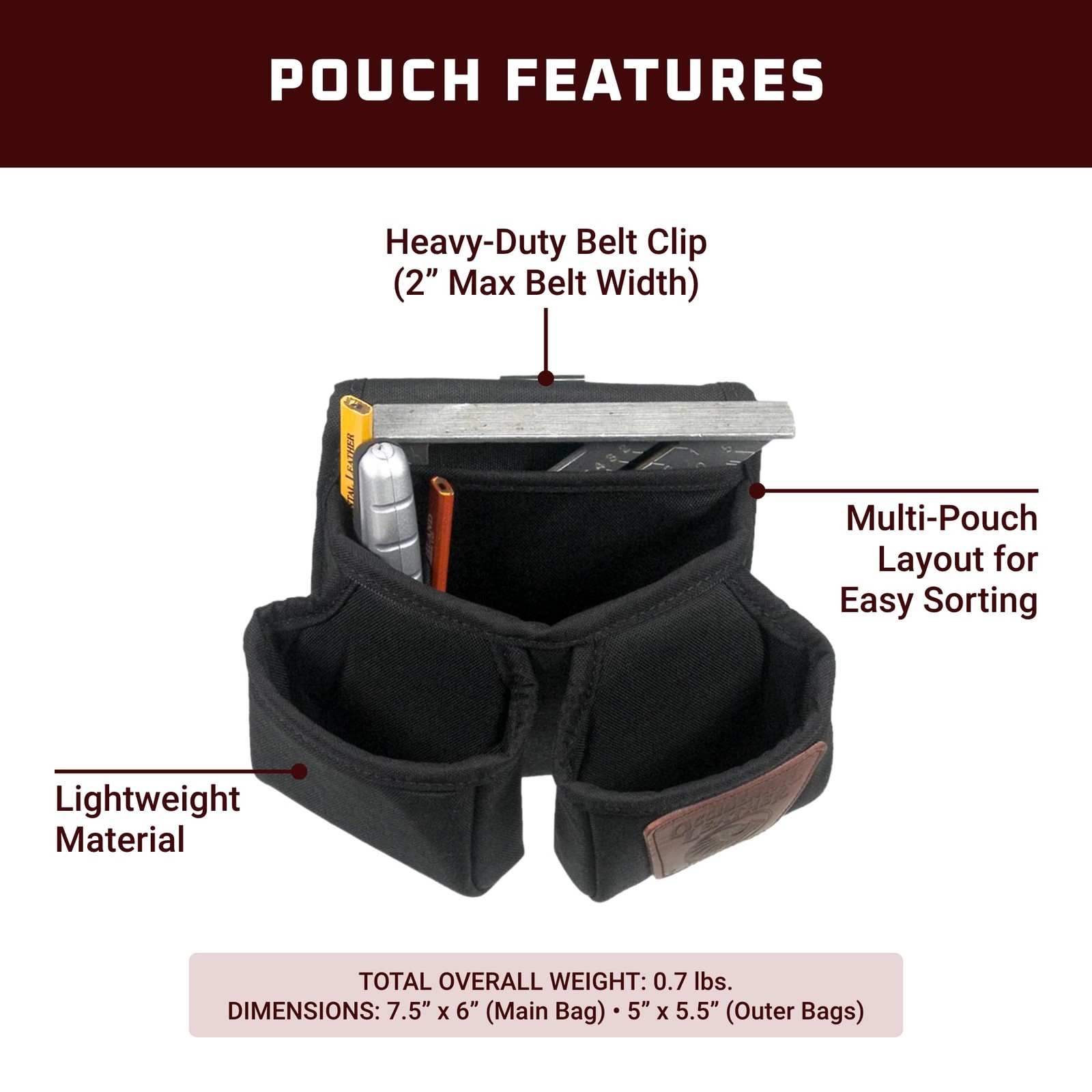 Occidental Leather Clip-On 7 Pouch – 7 Pockets & Tool Holders – Made in USA