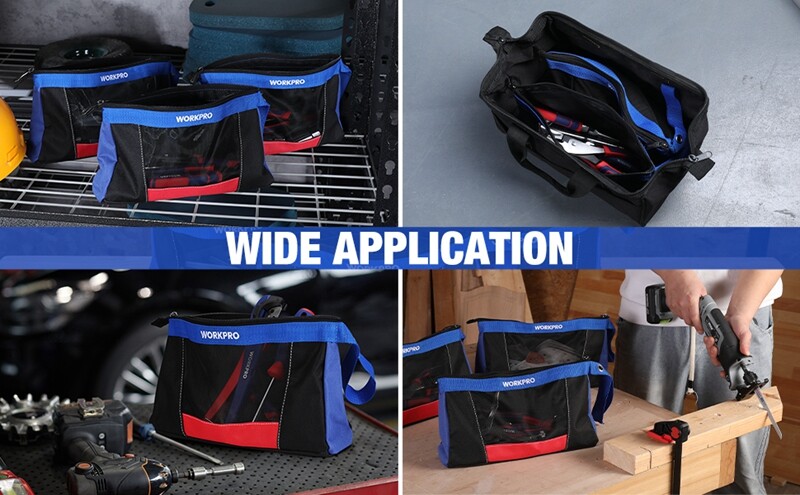 WORKPRO 3 Pack 12″ Tool Pouches Heavy-Duty Small Tool Bag Utility Pouch w/Zipper