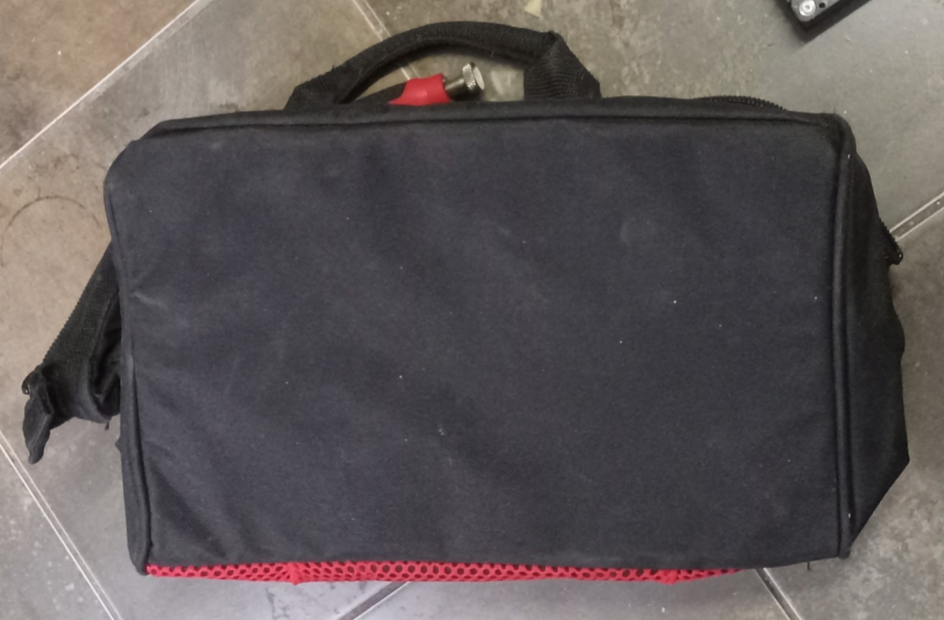 Craftsman Tool Bag 100% Poly Zipper Tote Carrying Bag 8″x8″x 12″ Black/Red Nice!