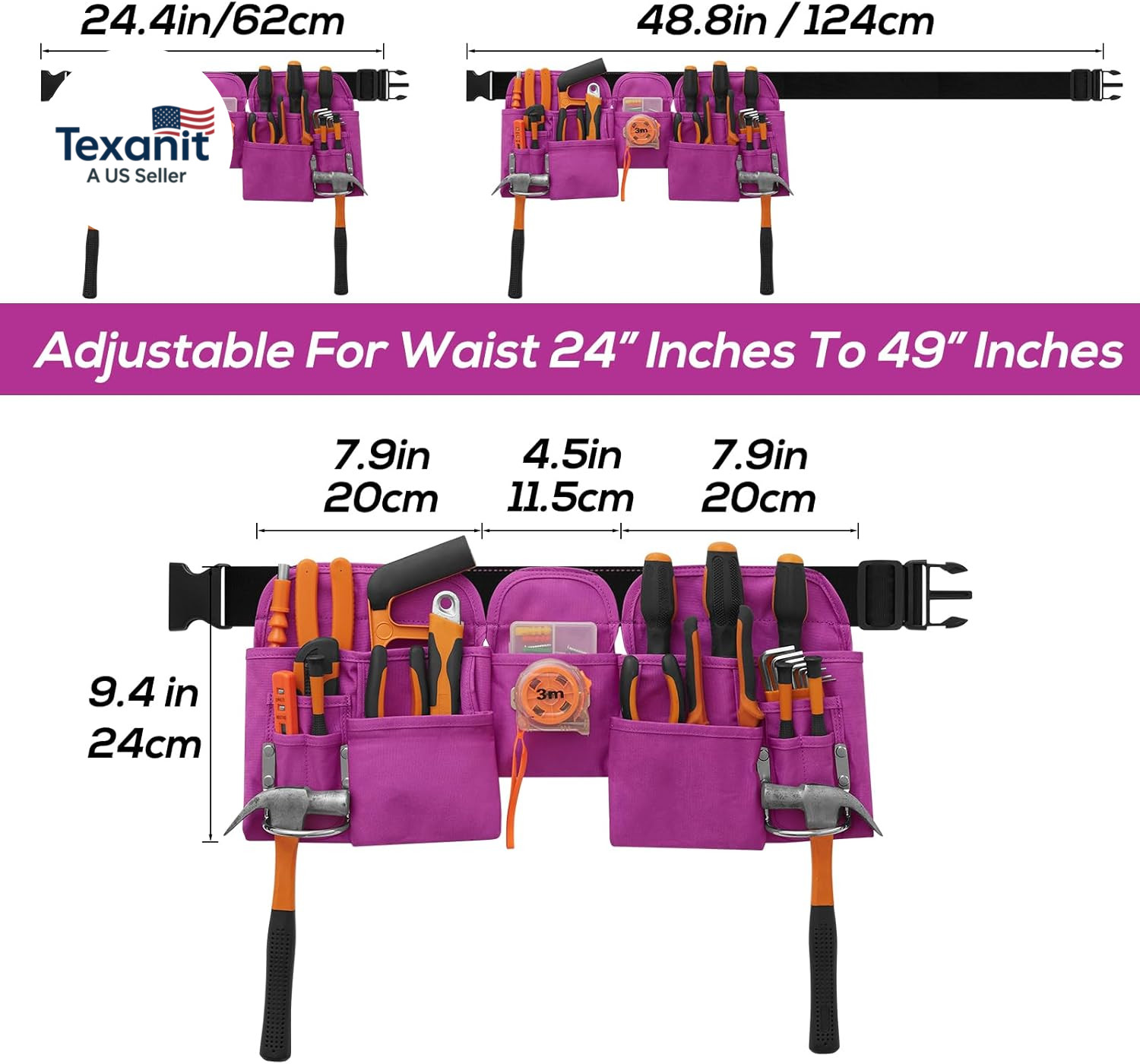 19 Pocket Tool Belts – Gardening Belt with Quick Release Buckle,Adjustable Utili
