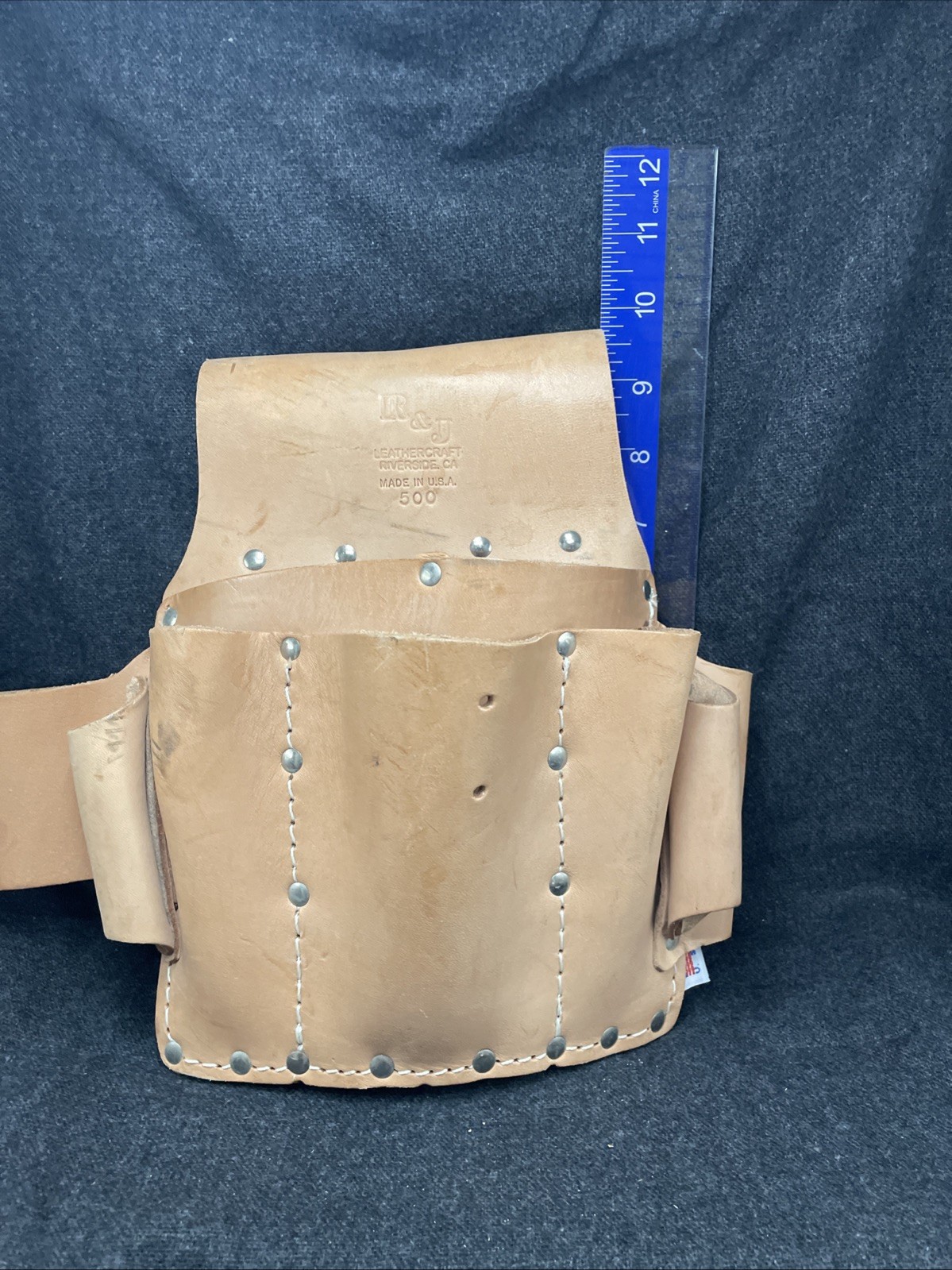 R & J Leathercraft 500 Genuine Leather Tool Pouch – 6 Pockets – Made in USA