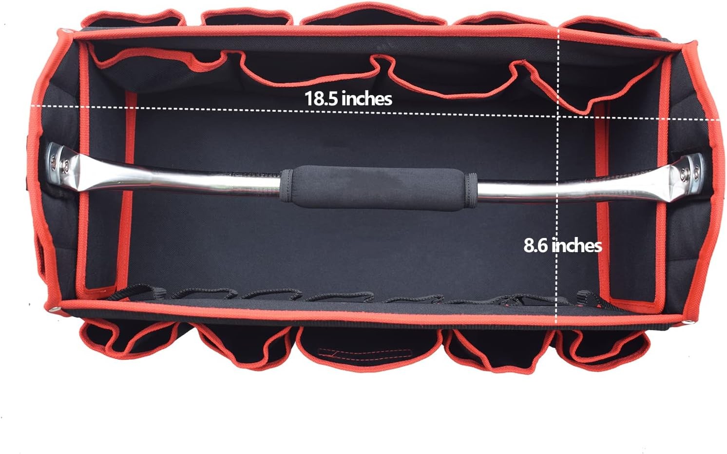 TOOLEAGUE 19in 25 Pocket 1680D Heavy Duty Tool Bag Molded Base