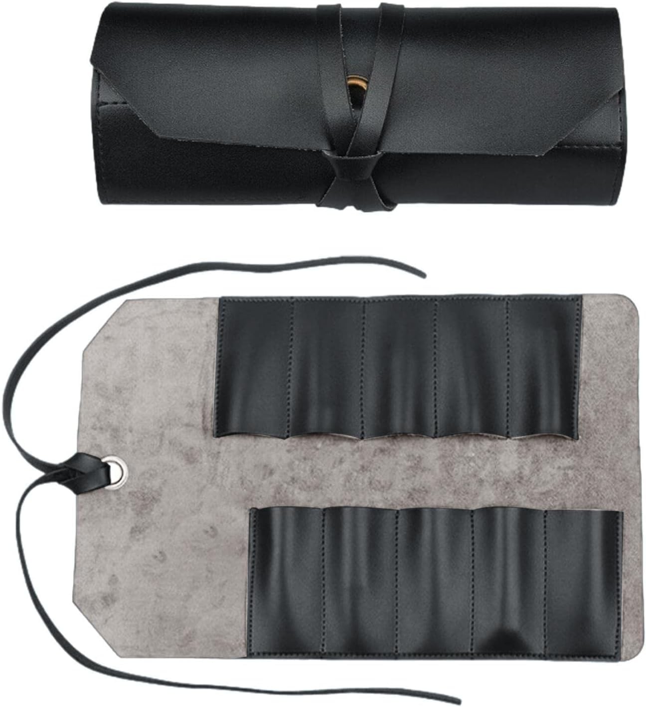 Leather Tool Roll Pouch 10 Slots Portable Carrying Case Full Grain Skin