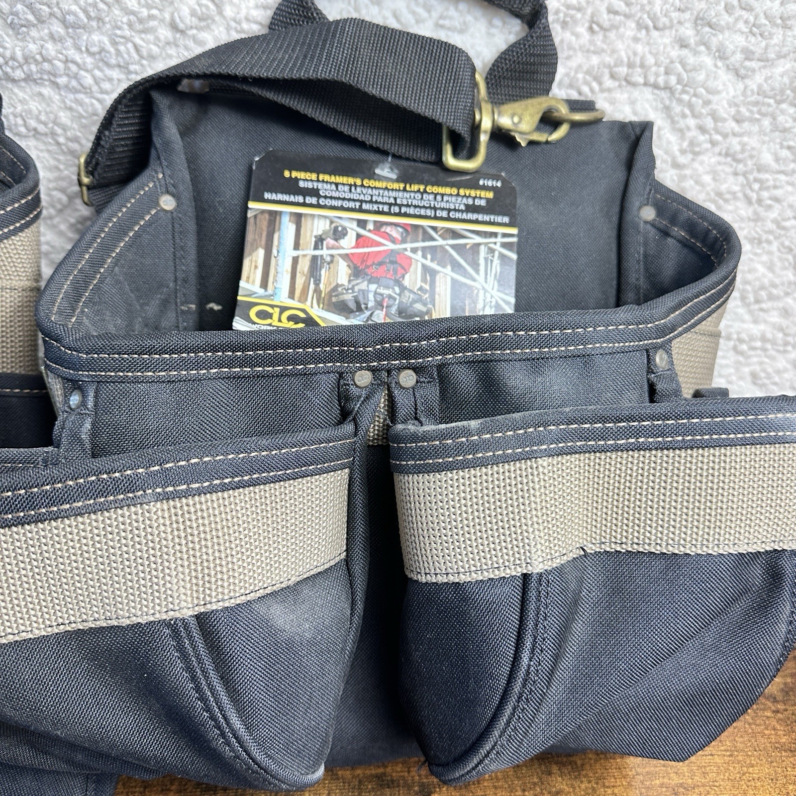 CLC 1614 Professional Carpenters Combo Tool Belt Black 23 Pockets Rugged Work