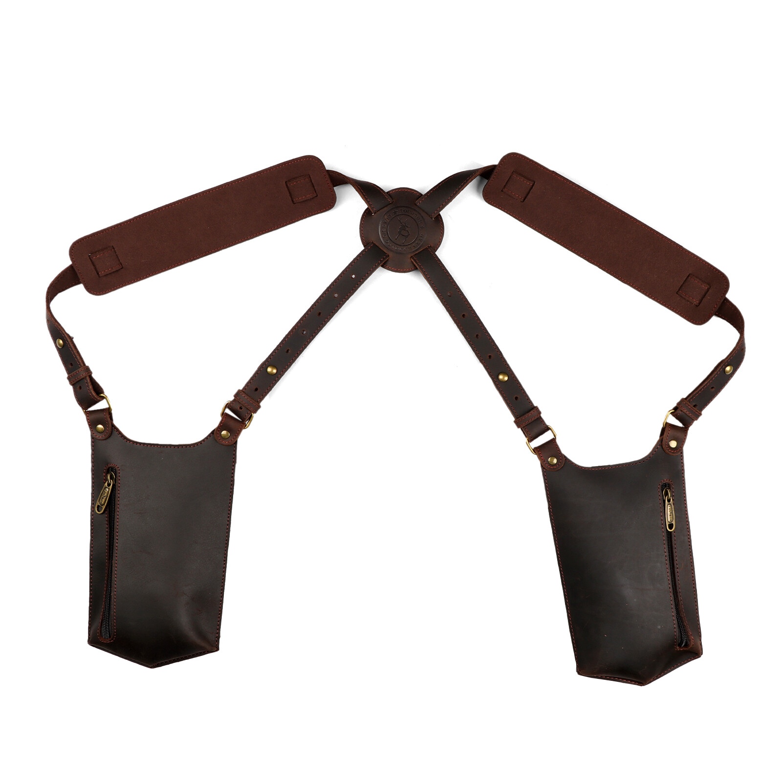 TOURBON Leather Concealed Double Underarm Shoulder Holster Bag Phone Case Wallet