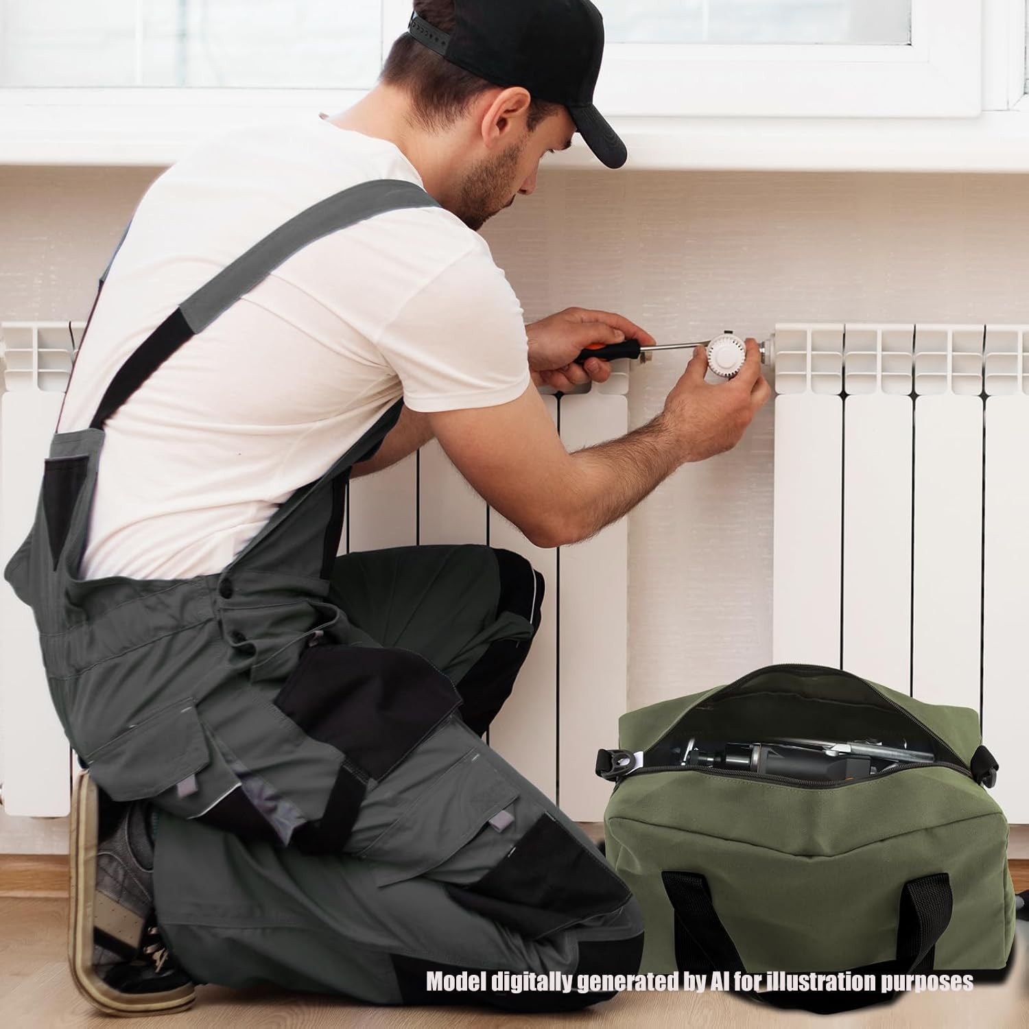 Small Tool Bag,Close Top Wide Mouth Tool Organizer Bag,Large Capacity Tool Ba…