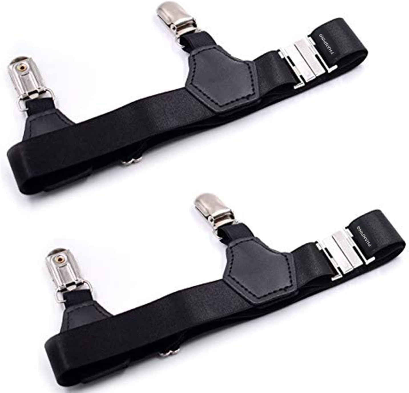 Mens Sock Garters Belt Adjustable 2-pack Sturdy Clip One pair, Black Pair