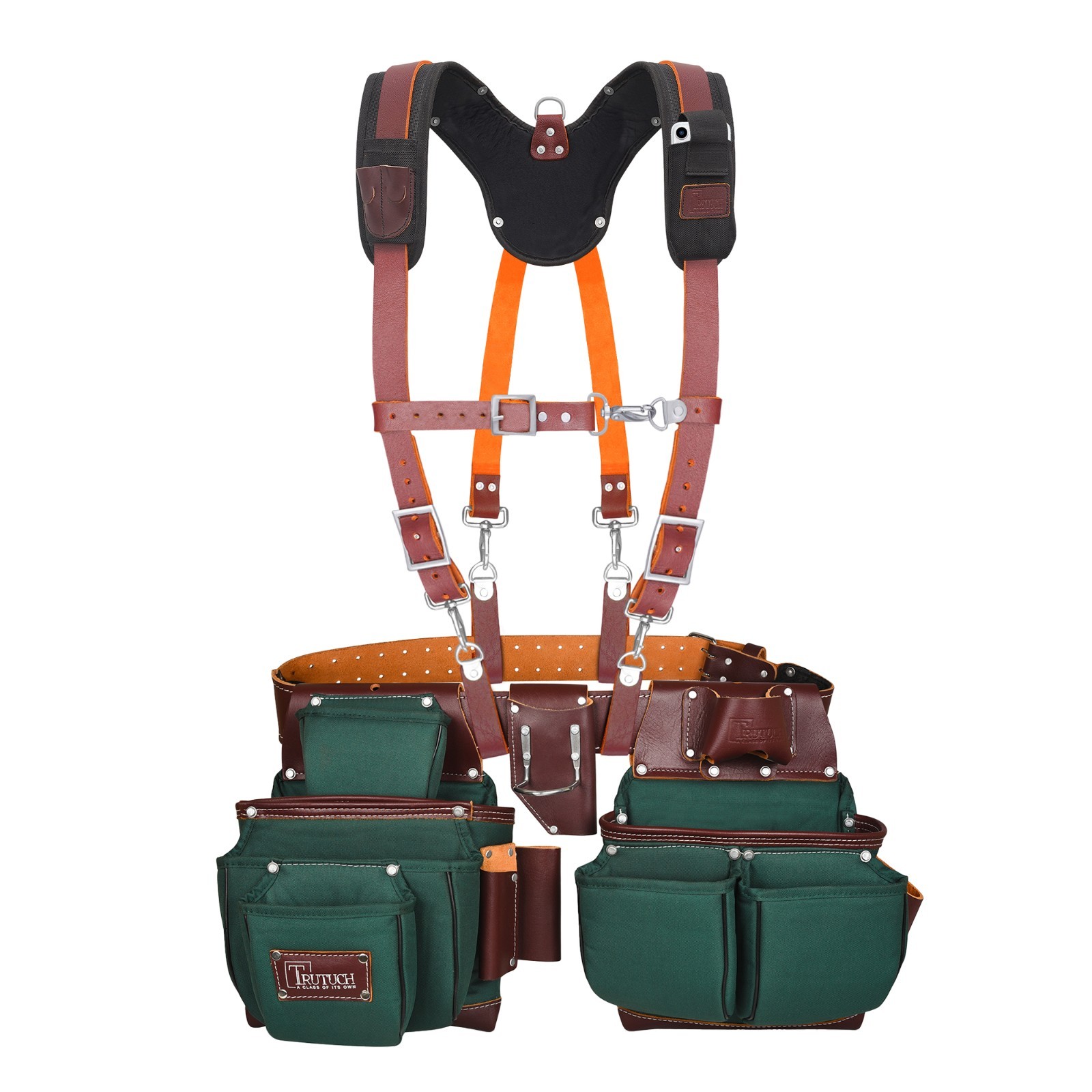 TRUTUCH Nylon and Leather Tool Belt with Leather Work Suspender | Construction