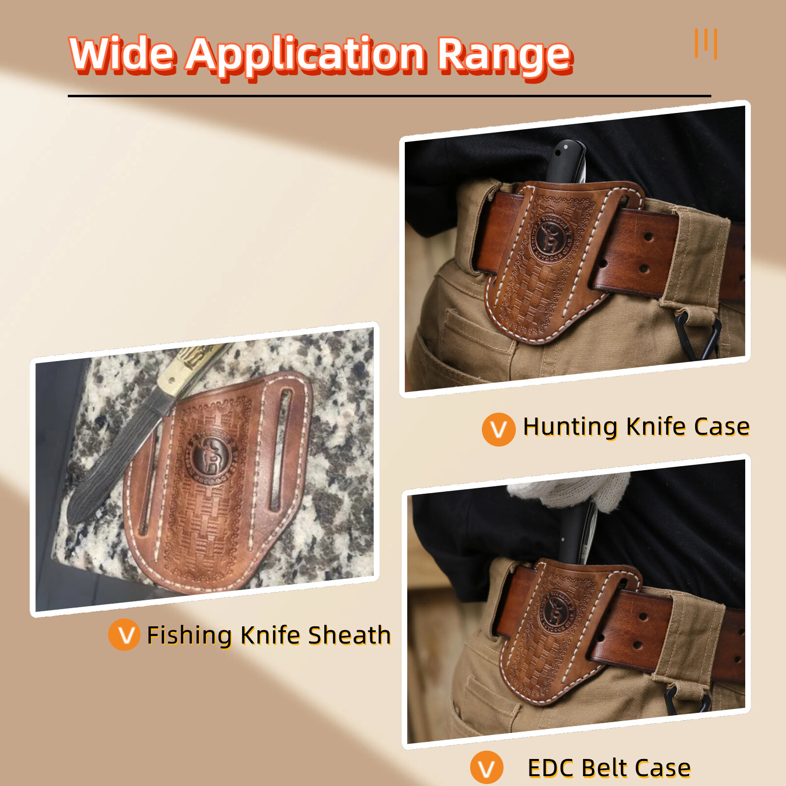Leather Knife Sheath Belt Carry Pouch EDC Folding Pliers Tools Pocket