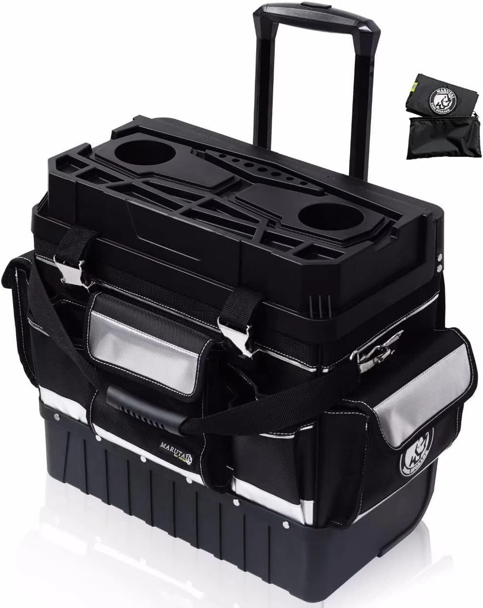MARUTAI 18» Rolling Tool Bag with Wheels, Bags Organizer, black/silver
