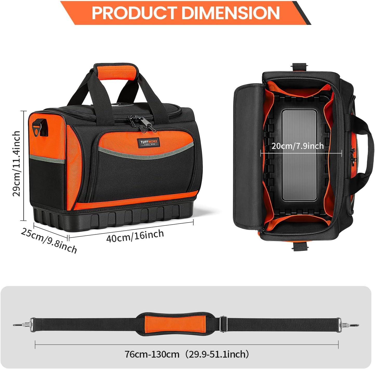 Tool Bag, Large Tool Organizer Bag with 18 Pockets,15.7x 11.4x 9.8 inch, Heavy D