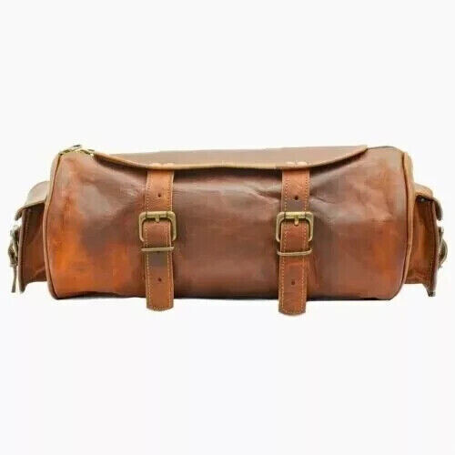 Brown Genuine Goat Leather Vintage Strap Tool Buckle Closure