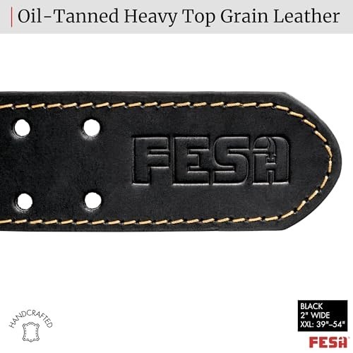 Leather Tool Belt 2 Inch Wide Top Grain Heavy Duty Double Prong Buckle