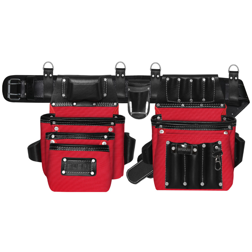 FUERI Heavy Duty 26 Pocket Leather Tool Belt pouch for Men Electrician Carpenter