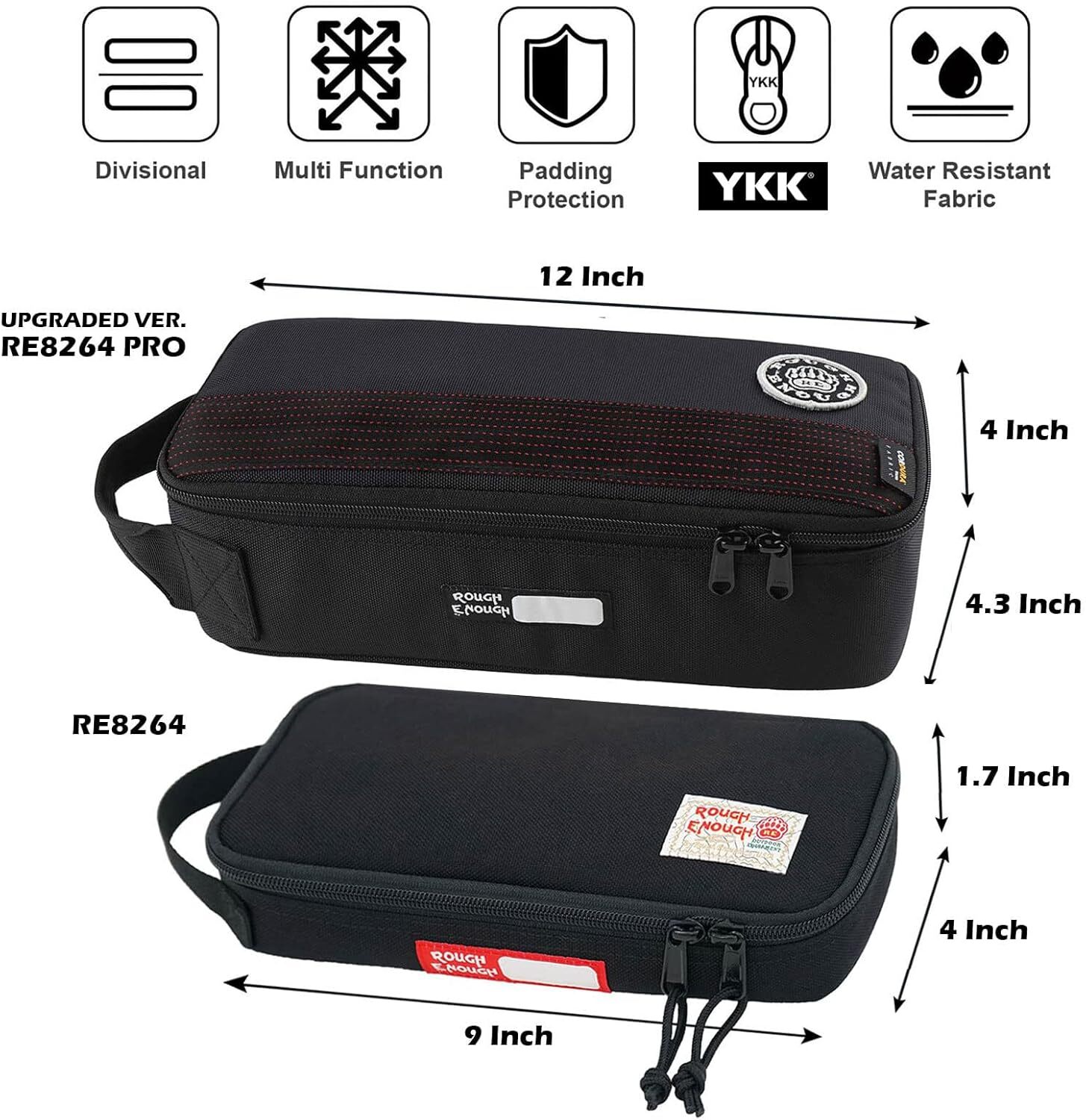 Rough Enough Small Tool Bag Case Portable Box EDC Pouch Medium, Black