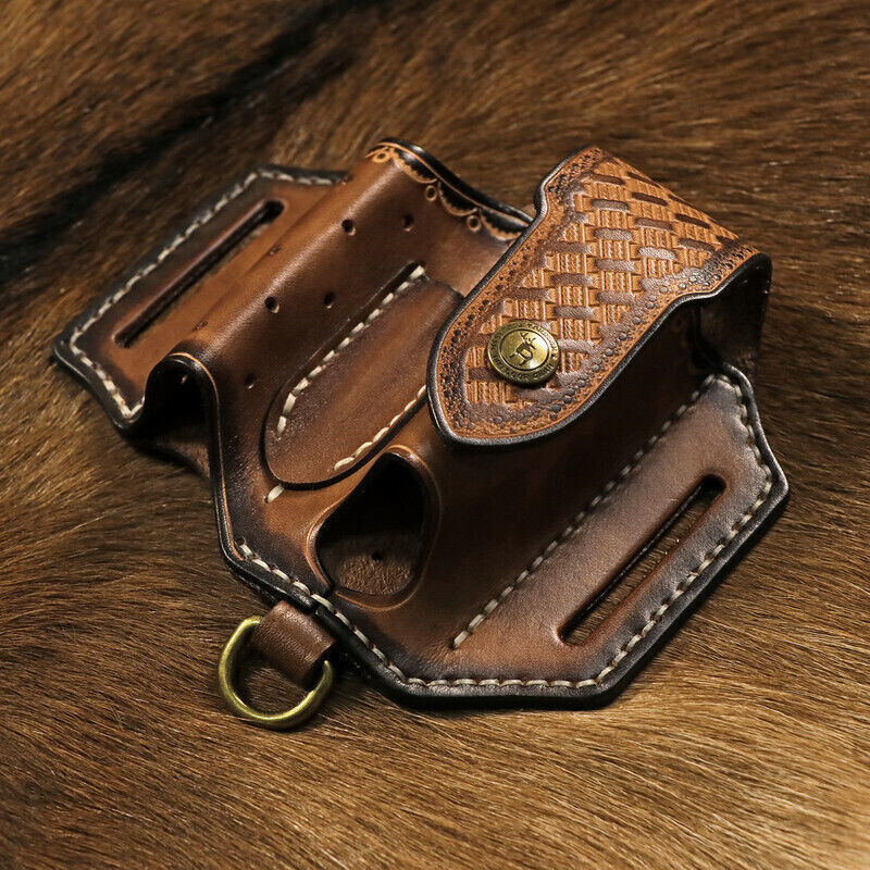 Leather Pocket Knife Sheath EDC Multitool Plier Belt Pouch Tools Holster-TOURBON