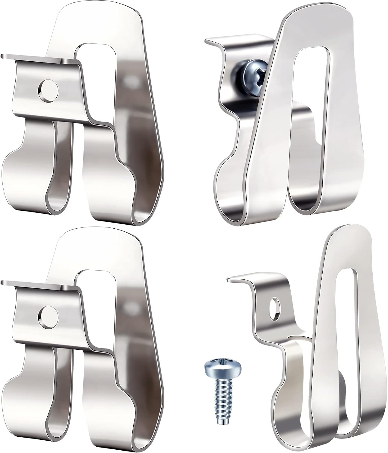 4pc 304 Stainless Steel Belt Clip Hook Tool Holder with Screws for Power Drill