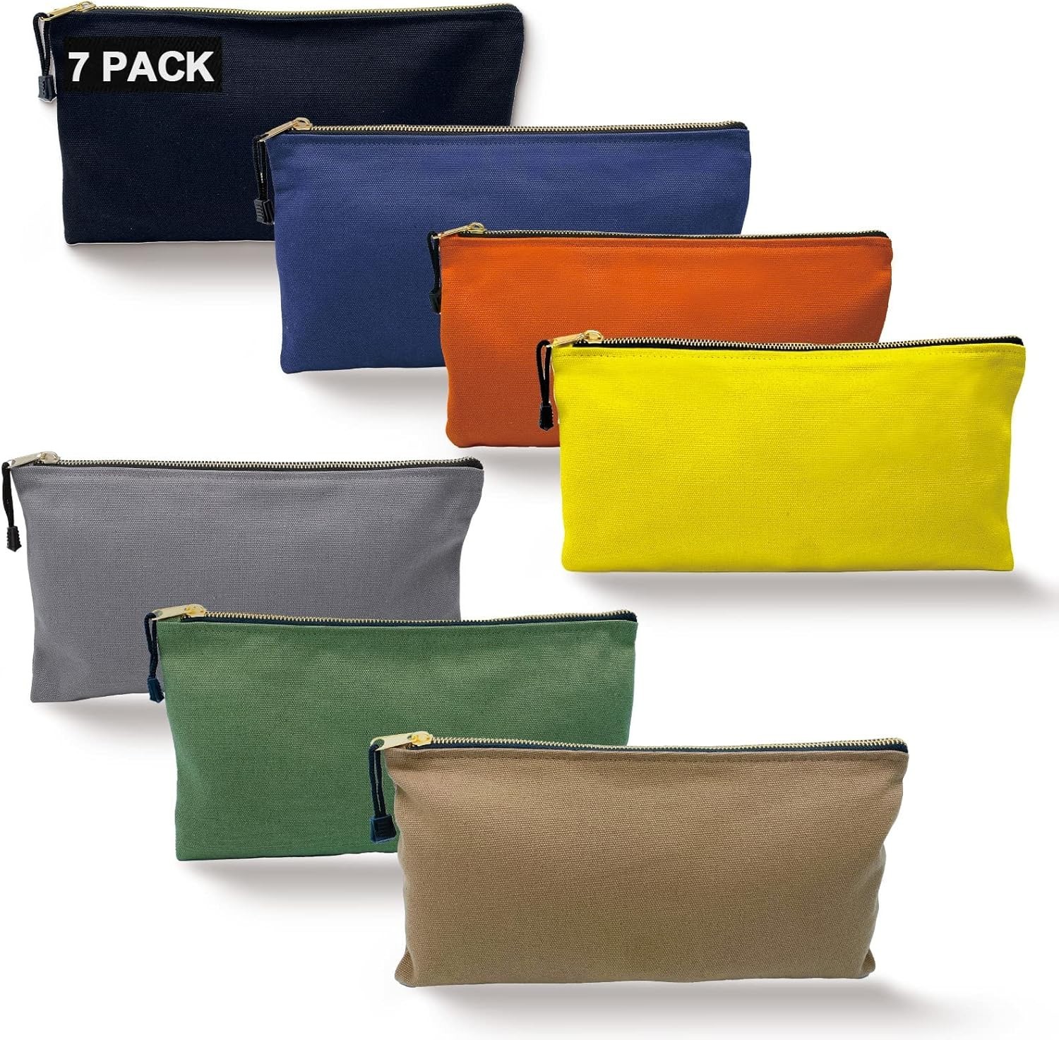 Heavy Duty Canvas Tool Bag Organizer – 7 Pack Zipper Utility Pouches in Assor…