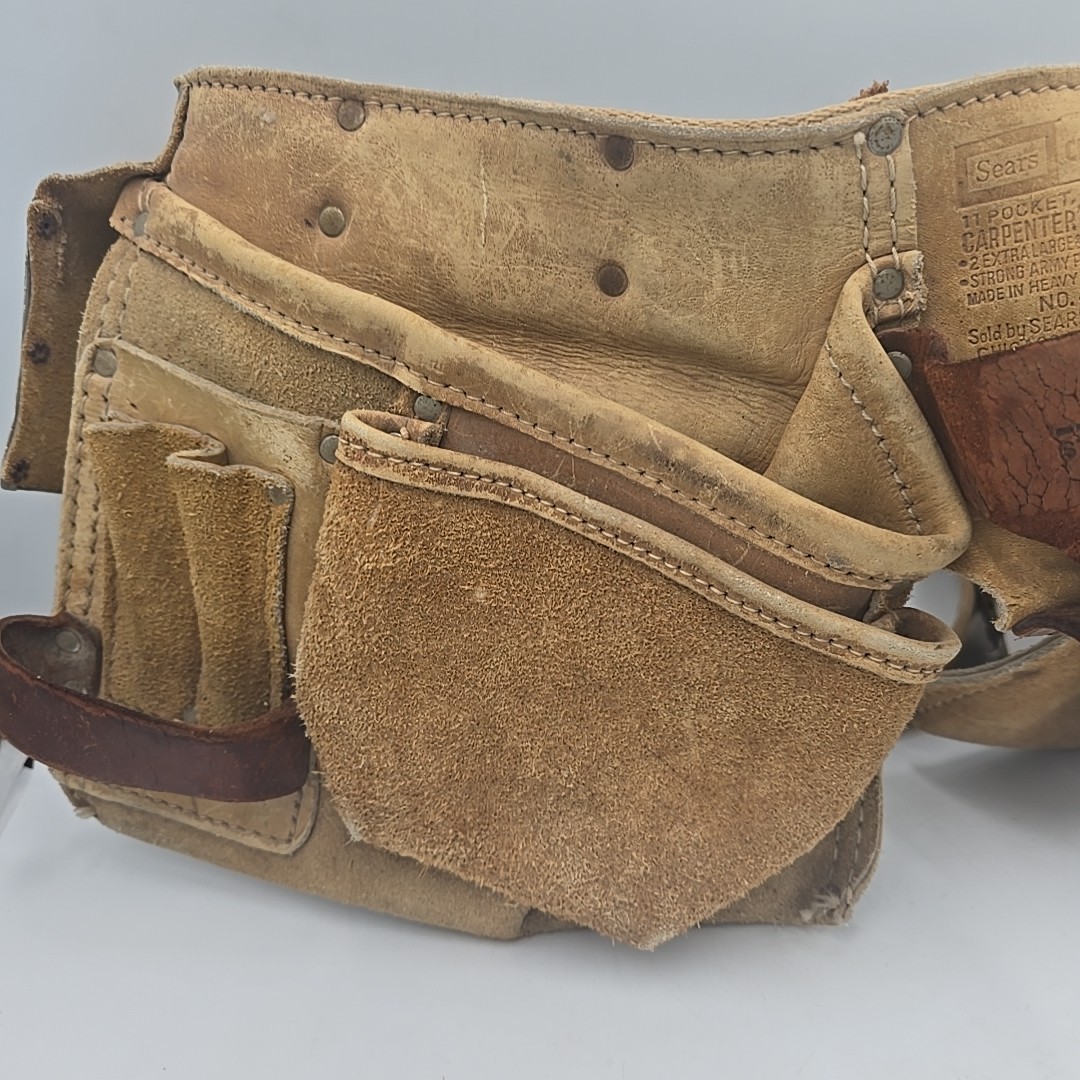 Vintage Sears Craftsman Carpenter Tool Belt Apron 45147 Heavy Top Grain Cowhide