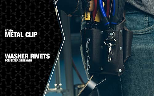Southwire POUCH4 Leather Tool Pouch; 5 Pocket Pouch with Electrical Tape Chain;