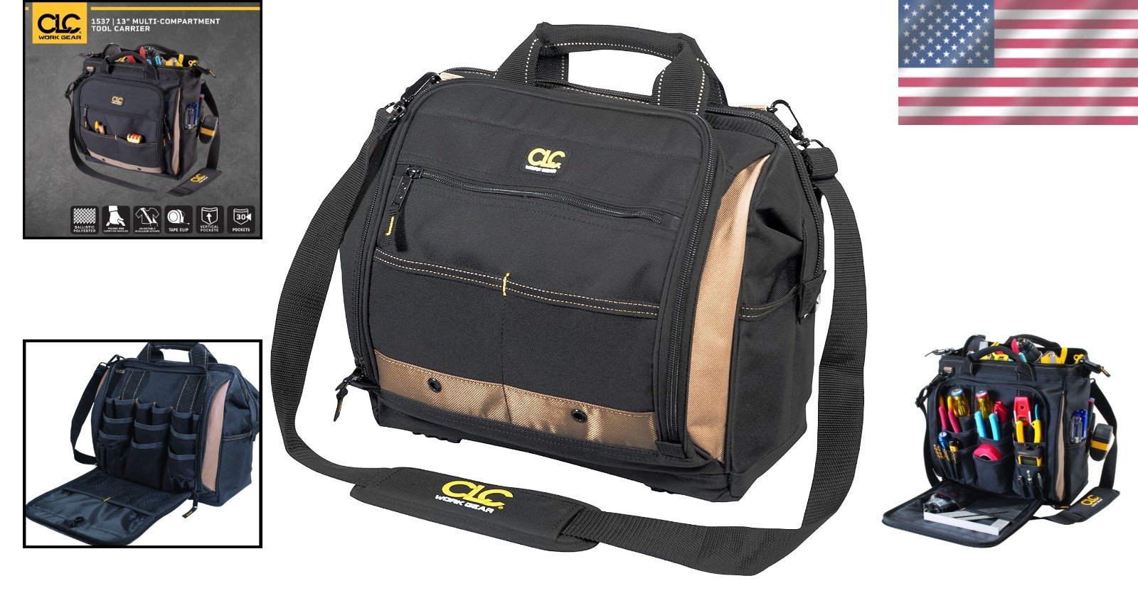 13″ Tool Carrier Bag with 30 Pockets, Multi-Compartment