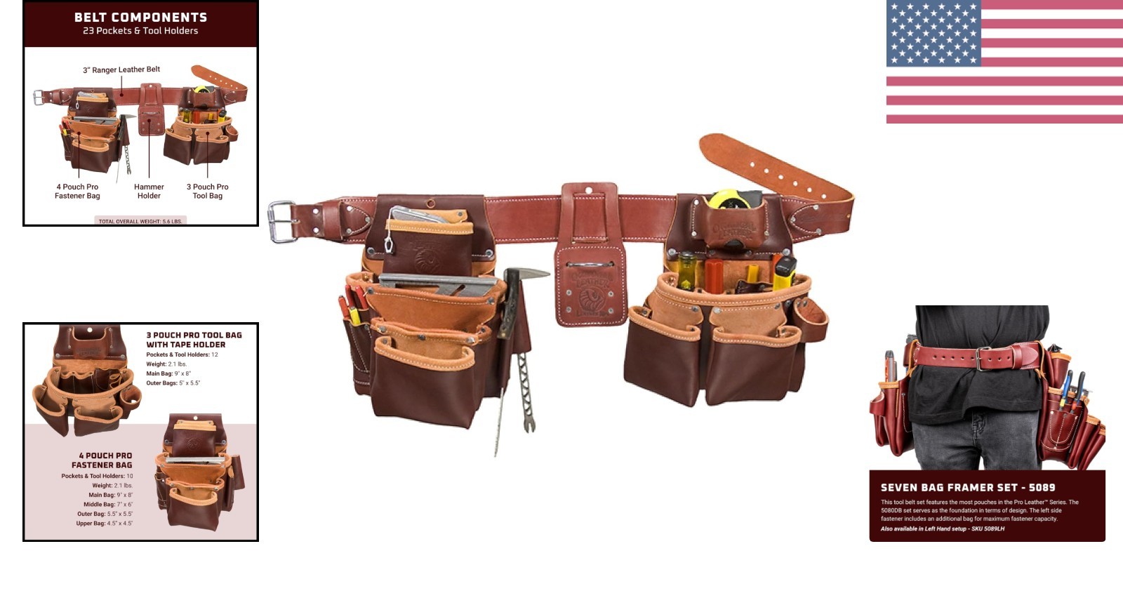 Top-Grain Leather Framer Set – X-Large with 23 Pockets for Professionals