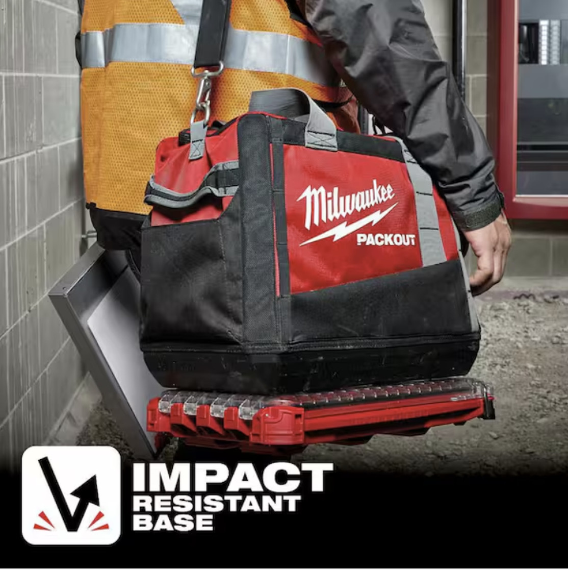 Milwaukee PACKOUT 15 in Tool Bag Tote Red Black 1680D Ballistic