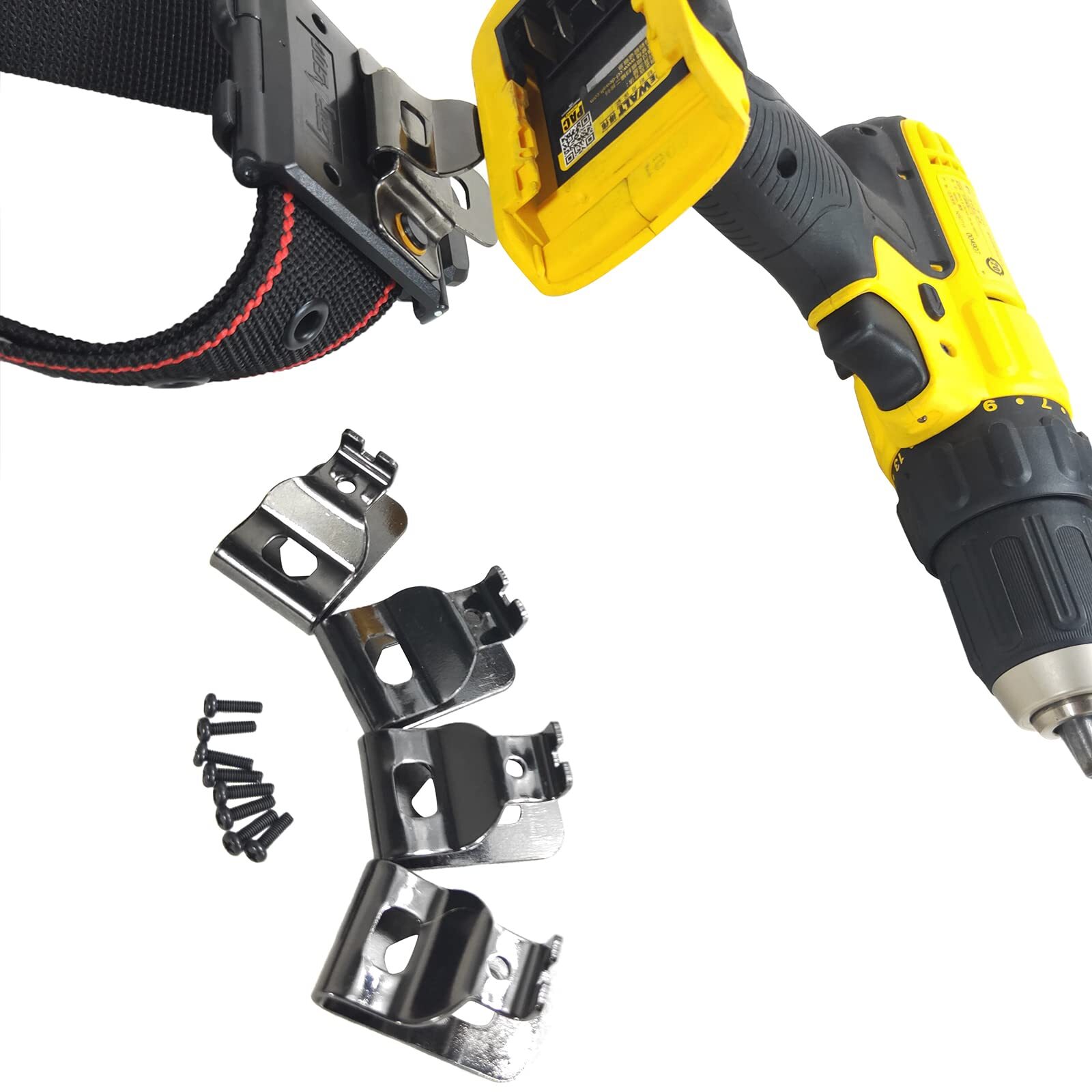 Drill Clip Hooks 6 Pack with Belt Clip Holster for Drills and Impact Drivers