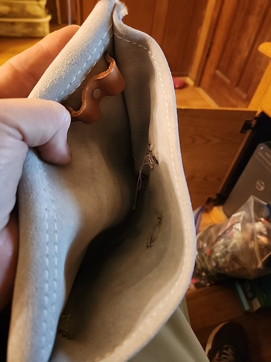 Sears 935726 Work Gear Tool Pouch w/ Belt Leather Gray EUC