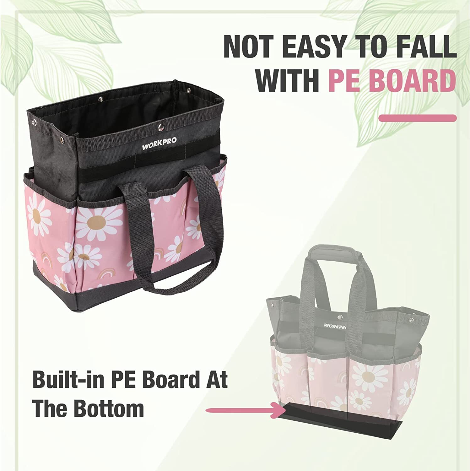 WORKPRO Garden Tool Bag 9 Pockets Heavy Duty Oxford Tool Bag(Tools NOT Included)