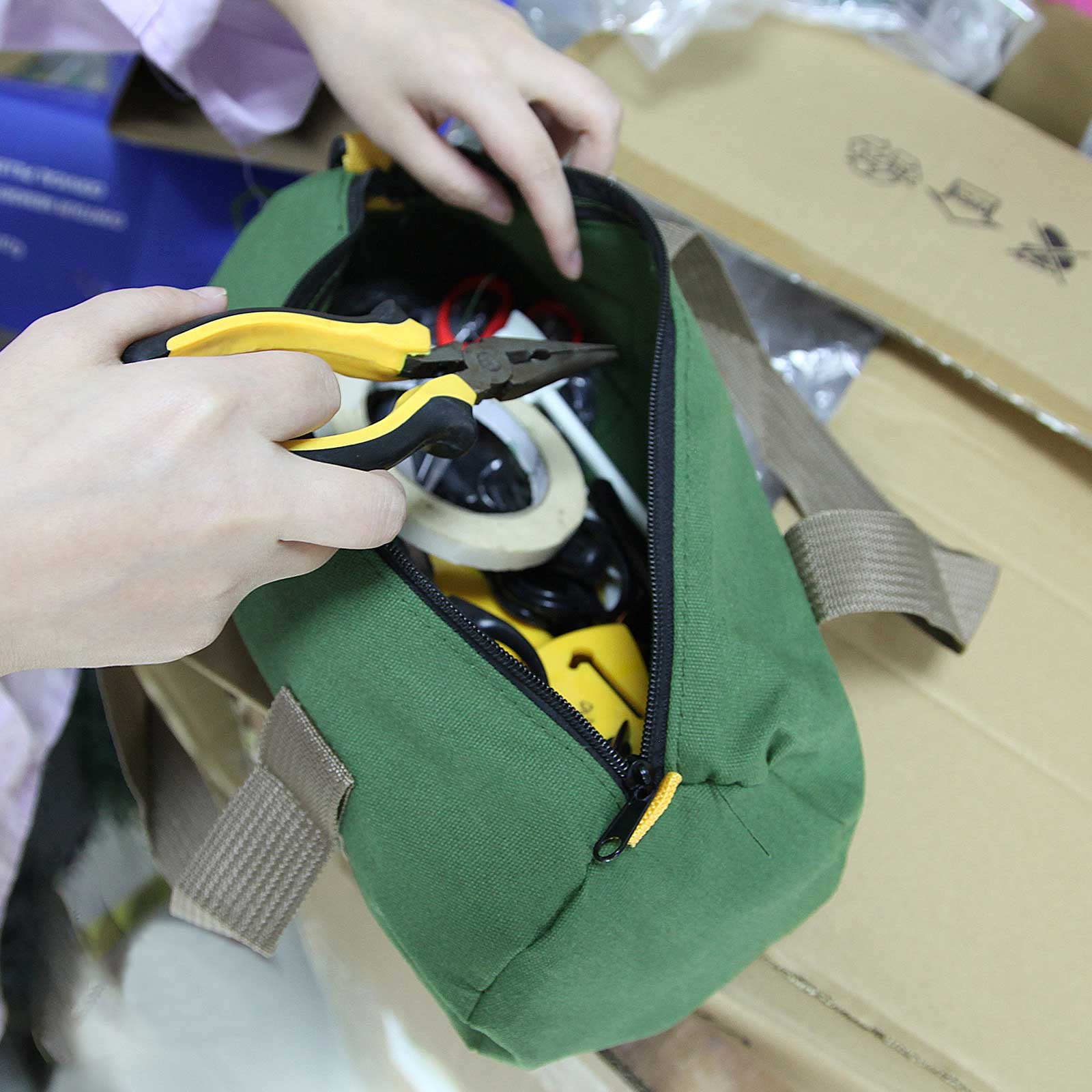 12in Heavy Duty Canvas Tool Bag with Zipper Muti-Purpose Portable Waterproof